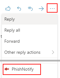 PhishNotify location on Outlook for web
