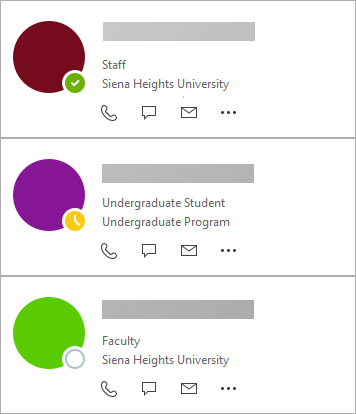 Display of the text for staff, student, and faculty via the Outlook profile.