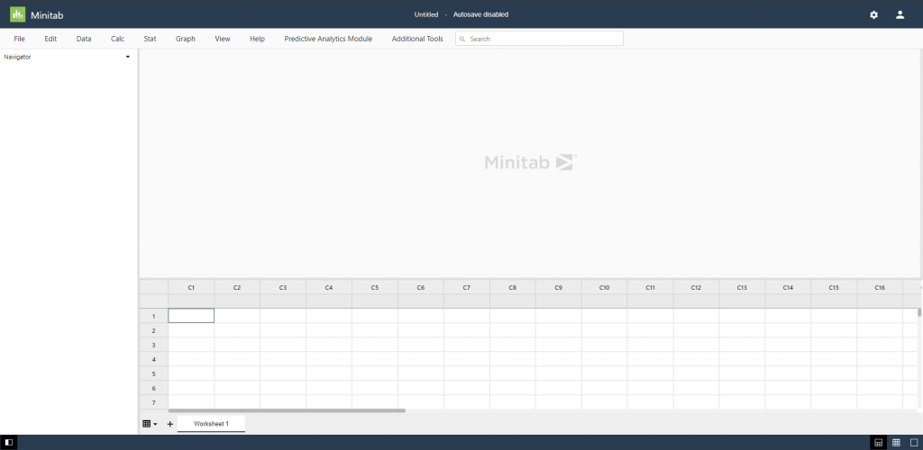 Screenshot of the Minitab web application once signed in.