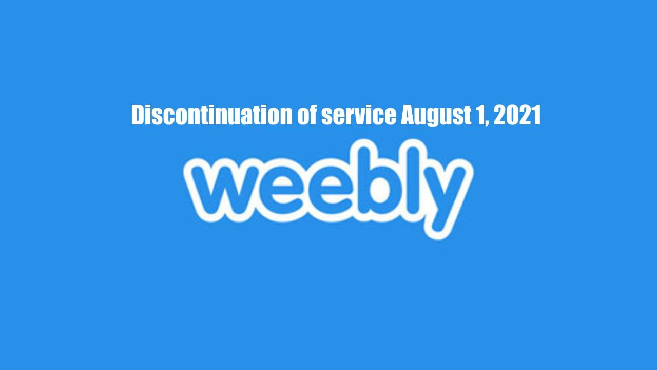 Decorative picture displaying information on the discontinuation of weebly