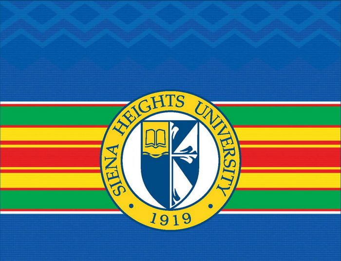 Kente Stole and Siena Heights Logo