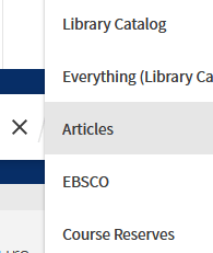 image of drop down menu changing to "articles"